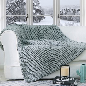 Cheer Collection Chunky Cable Knit Throw Blanket - 50" x 60" - 1 of 4