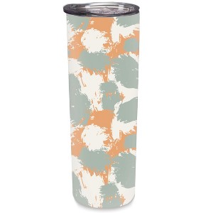 Elanze Designs Splatter Pattern Orange Sage 20 ounce Stainless Steel Travel Tumbler - 1 of 4