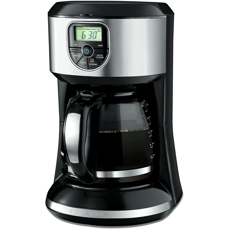 Black and Decker 12 Cup Programmable Coffeemaker in Black and Silver, 1 of 6