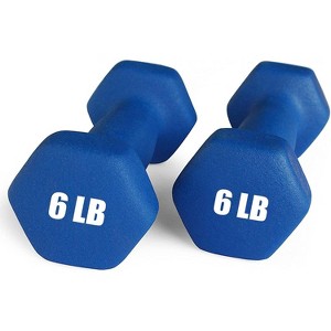 Neoprene Hex Dumbbell Set of 2, 1-15LB Anti-Slip & Anti-Roll Hand Weights, Free Weights for Home Gym Fitness - 1 of 4