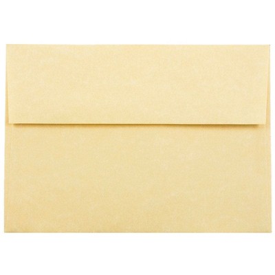 JAM Paper A7 Parchment Invitation Envelopes 5.25 x 7.25 Antique Gold Recycled 78758