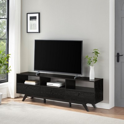 NicBex TV Stand for 80 Inch TV with 3 Hinged Faux Drawer Fronts,TV Entertanment Center with 3 Open Shelves,TV Console Table for Living Room