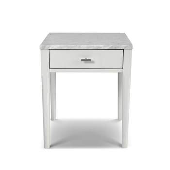 The Bianco Collection Alto 18" Square Italian Carrara White Marble Side Table
