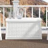Suncast Elements 30 Gallon Outdoor Deck Patio Resin Wicker Coffee Table, White - 2 of 4