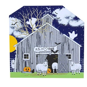 Cat's Meow Village 4.75 In P.S. I Luv Ewe Barn Sheep Ghosts Halloween Village Buildings - 1 of 3