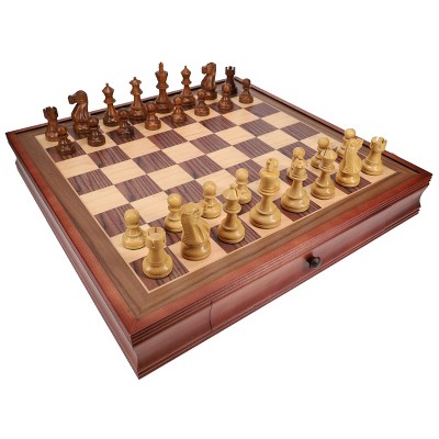 WE Games Round Wooden Travel Chess Set with Pegged Chessmen – 6 inches