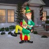 Gemmy Christmas Inflatable Buddy the Elf on Papa Elf's Lap, 7 ft Tall, Multi - 2 of 2