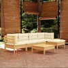 vidaXL Garden Lounge Set Cream Solid pinewood, fabric (100% polyester) - 2 of 4