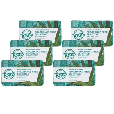 Tom's Of Maine Fragrance Free Sensitive Aloe Vera Soap Bar - Case of 6/5 oz