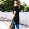 Amaryllis Women's Short-Sleeve Casual V-Neck High-Low Hem Tee Soft Lightweight Comfortable - 3 of 3