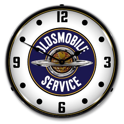 Collectable Sign & Clock | Oldsmobile Service LED Wall Clock Retro/Vintage, Lighted