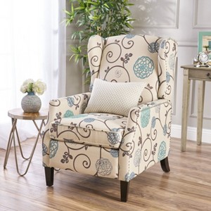 Sapphtopaz Modern Recliner Chair for Bedroom Accent Chair Upholstered Armchair with Wing Back and Studded Push Back Chair for Living Room - 1 of 4
