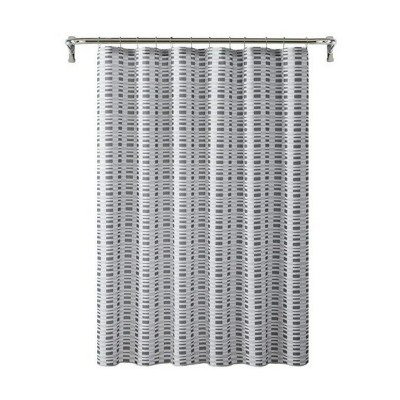 LunaLulinlk Gray Geo Stripe Printed Slub Fabric Shower Curtain