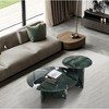 Lyngins Genuine Marble Round End Table, Natural Marble Small Coffee Table, Stone Side Table for Living Room, Nightstand with Semi-Polished Surface - 4 of 4