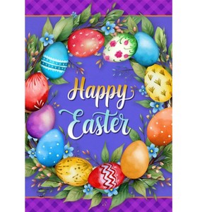 Briarwood Lane House Flag 40x28 For Outdoor Colorful Easter Wreath For Easter House Flag - 1 of 4