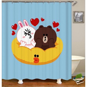 Cute White And Brown Bear Shower Curtains for Bathroom Waterproof Fabric Bath Curtain Durable Soft Stylish Bathroom Decor 72x72 Inch - 1 of 1