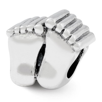 Black Bow Jewelry Big Feet Bead Charm in Antiqued Sterling Silver