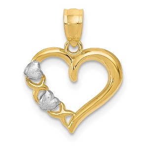 Black Bow Jewelry 14k Yellow Gold and White Rhodium Heart Pendant, 15mm - 1 of 4