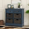 Rustic Storage Cabinet with Two Drawers and Four Classic Rattan Basket - 2 of 4