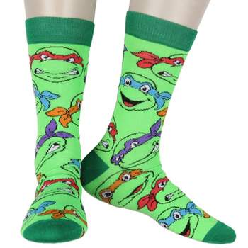 Nickelodeon Teenage Mutant Ninja Turtles Classic Retro Cartoon Crew Socks Green
