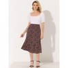 INSPIRE CHIC Women's Print Floral Peasant Elastic Waist A-Line Midi Skirts - 3 of 4