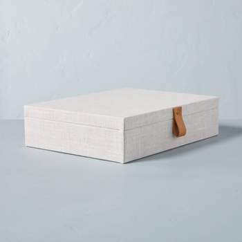 Fabric Storage Box With Faux Leather Accent Cream - Hearth & Hand™ With  Magnolia : Target