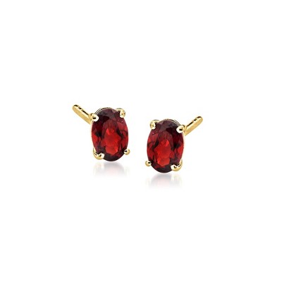 RS Pure by Ross-Simons 0.90 ct. t.w. Oval Garnet Stud Earrings in 14kt Yellow Gold
