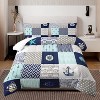 Boersma Nautical Comforter Set Queen,Plaid Patchwork Ocean Themed Bedding Sailboat and Anchor Print Kids Bedding Set for Boys Adult Kids Girls - 2 of 4