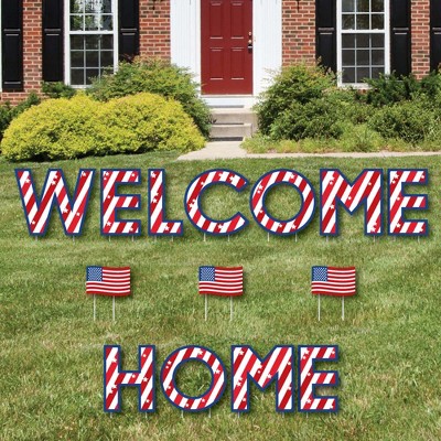 Big Dot of Happiness Patriotic Welcome Home - Yard Sign Outdoor Lawn Decorations - Military Homecoming Yard Signs