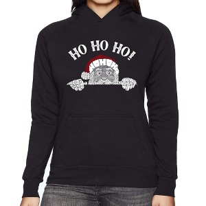 LA Pop Art Peeking Santa - Women's Word Art Hooded Sweatshirt - 1 of 4