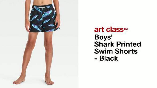 Boys&#39; Shark Printed Swim Shorts - art class&#8482; Black, 2 of 5, play video