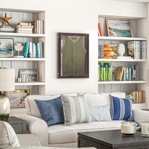 Resenkos 26" x 35" Shadow Box Frame, UV-Resistant Jersey Display Case with T-shirt Hanger and 2 Keys, Brown - 1 of 4