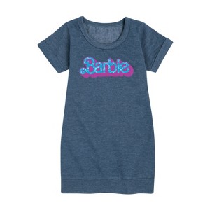 - Barbie - Pool Water Reflection Graphic Short Sleeve Fleece Dress - 1 of 3