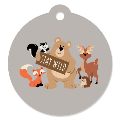 Big Dot of Happiness Stay Wild - Forest Animals - Woodland Baby Shower or Birthday Party Favor Gift Tags (Set of 20)