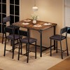 Dining Table Set for 4 w/Footrest & Corner Protector, 5-Piece Kitchen Table Set with Backrest, Counter Height Table with 4 Upholstered Bar Stools - 4 of 4