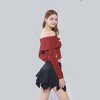 Women's Slim Fit Long Sleeve Off the Shoulder Knit Wrap Top - Wild Fable™ - 3 of 4