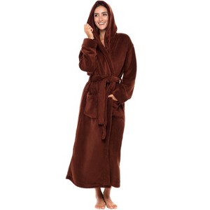 ADR Plush Fleece Women's Robe, Long Hooded Women's Bathrobe, Soft Cozy Women's Bath Robe & Plus Sizes - 1 of 4