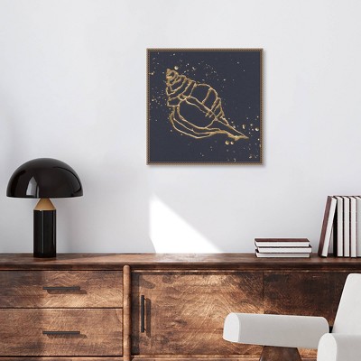 Gold Conch III Abstract Canvas Art with Beaded Bronze Frame