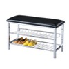 Roundhill Furniture Metal Shoe Bench with Faux Leather Seat, Chrome and Black - 3 of 3