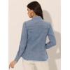 INSPIRE CHIC Women's Jeans Long Sleeve Button Down Distressed Frayed Denim Shirt - 4 of 4