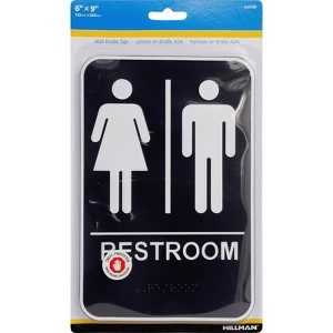 Hillman English Black Restroom Plaque 9 in. H X 6 in. W - Case of 3 - 1 of 1