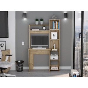 NicBex Home Office Desk 38.7" W Modern Writing Desk with 5-Tier Open Storage Bookshelves and Wooden Frame for Office, Study, Living Room - 1 of 4