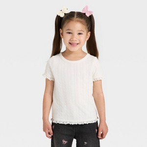Toddler Girls' Short Sleeve Pointelle T-Shirt - Cat & Jack™ - 1 of 3
