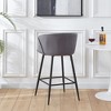2PCS Velvet Counter Height Bar Stool with Metal Legs and Ergonomic Curved Back for Living Room - 3 of 4