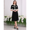 INSPIRE CHIC Women's Pleated Dress Contrast Color Short Sleeve Casual Work A-Line Dresses - 2 of 4