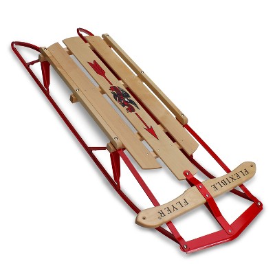 Paricon 1042 Flexible Flyer Metal Runner Steel & Wood Snow Slider Sled w/ Steering Bar, Powder Coated Steel Runners, Double Knee Construction, 42 inch