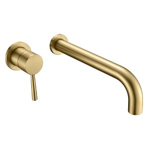Sumerain Tub Filler Wall Mount Roman Tub Faucet Brushed Gold Single Left-Handed Handle, Brass Valve - 1 of 4