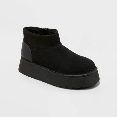 Women s Missy Platform Booties With Memory Foam Insole Wild Fable Black 12 Target