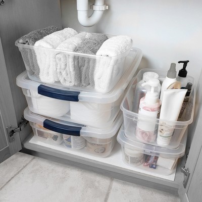 Clear Stackable Plastic Storage Bins with Latching Lids, 41 Qt, 4-Pack