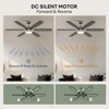 Siljoy 60-in Gray Ceiling Fan with Gray or Oak Color Blades Ceiling Fan With LED Light-Remote Included（6 Blades） - 4 of 4